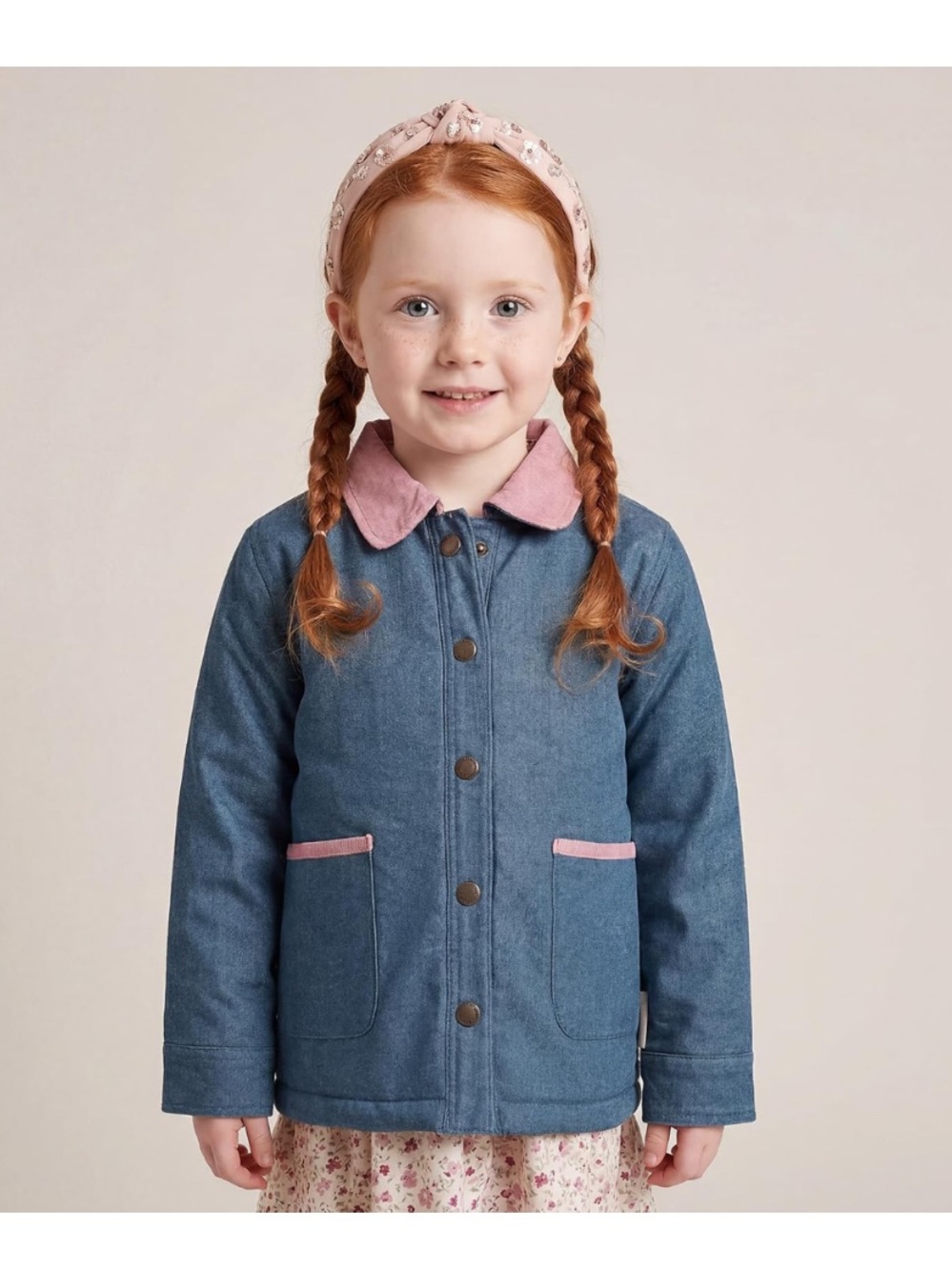 Hunter Girls’ Denim Corduroy Sherpa Lined Mid-Weight Barn/Chore Jacket—3T